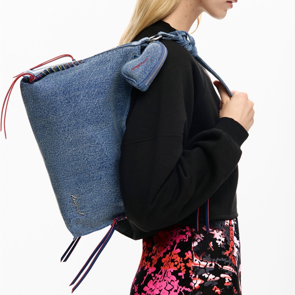 NWT Desigual Blue Denim Shoulder Bag and Heart Coin Pouch 2026 collection 🌱 - Picture 2 of 16